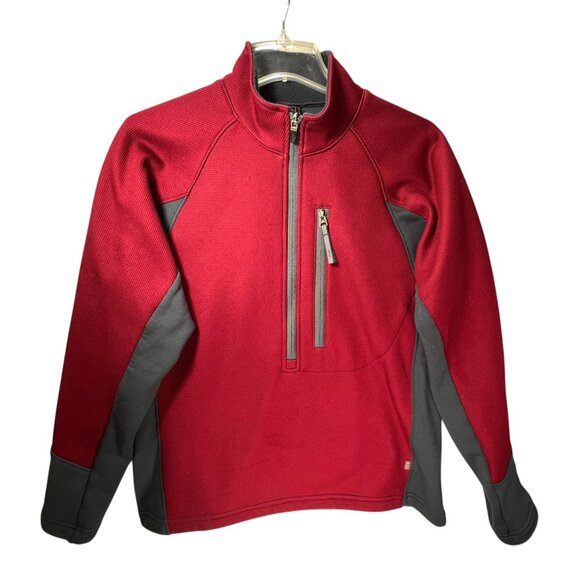REI Co-Op Womens Waffle Fleece Pullover Jacket Large Magenta Red Gray Half-Zip - Picture 3 of 11